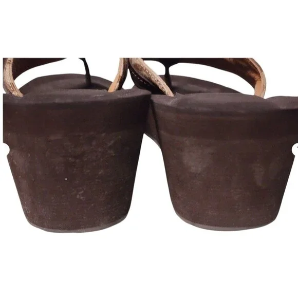 Coach Wedge Thong Sandals Jaden Size 10 Y2K Brown - Picture 4 of 10